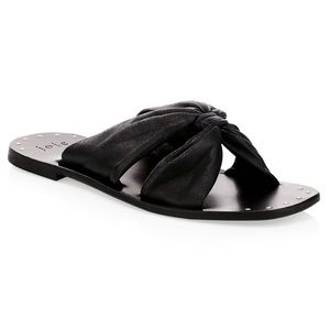 Joie Knotted and Studded Leather Slides Black 39